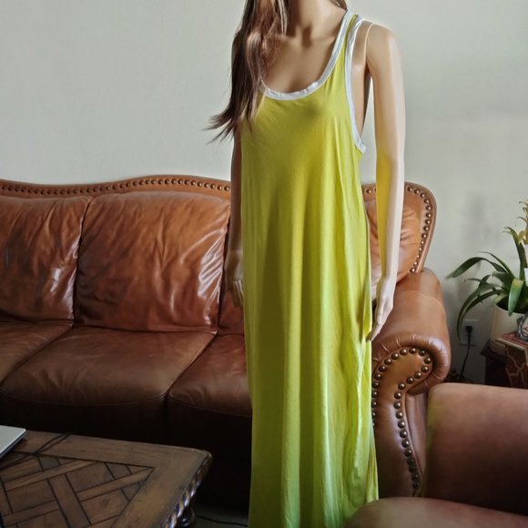 BCBG Neon Lime Green Maxi Dress Size L - Picture 1 of 8